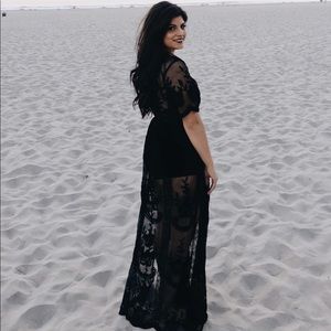 Honeypunch Black Lace Romper